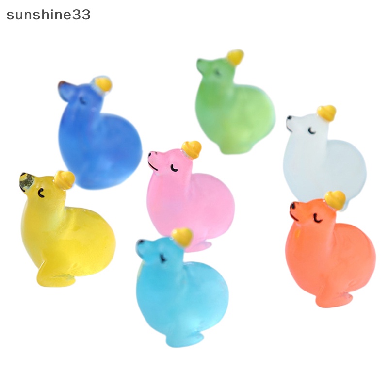 Bộ 2 Tượng Trang Trí Mini Hình Chú Chó Biển Hoạt Hình Màu Dạ Quang