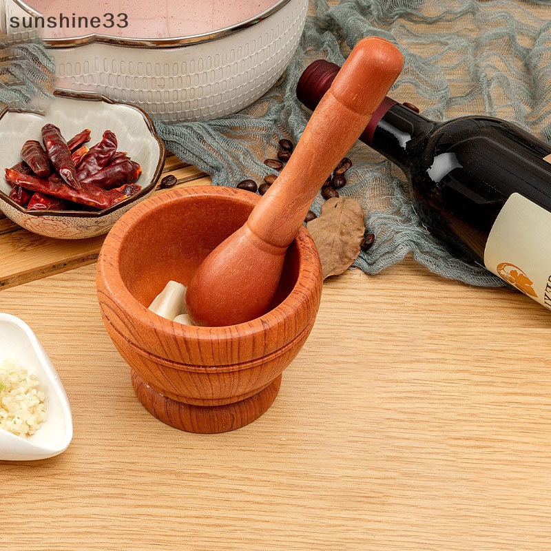 Bộ Chày Cối Giã Tỏi Bằng Gỗ Tiện Dụng Cho Nhà Bếp