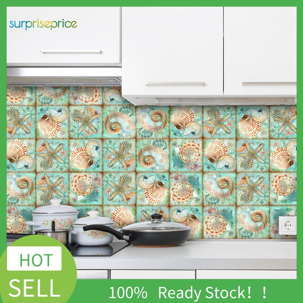 Bộ 24 Miếng Dán Tường ET257 Bằng PVC Chống Thấm Nước Hình Vỏ Sò / Sao Biển Phong Cách Vintage