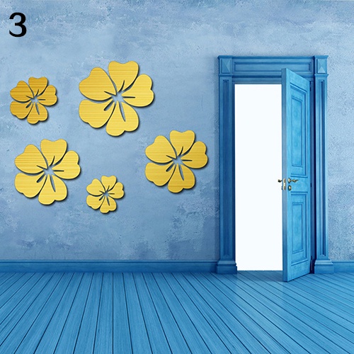 Miếng Dán Tường Trang Trí Họa Tiết Hoa 3D Tráng Gương Tháo Rời Được DIY