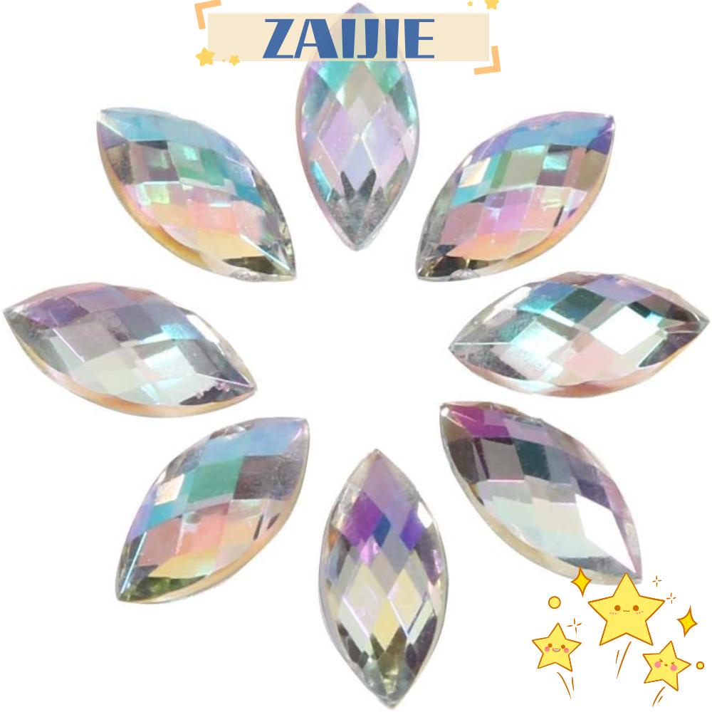 ZAIJIE24 Set 600 Viên Đá Acrylic Trong Suốt Hình Mắt Ngựa Trắng Trang Trí Giày Thủ Công