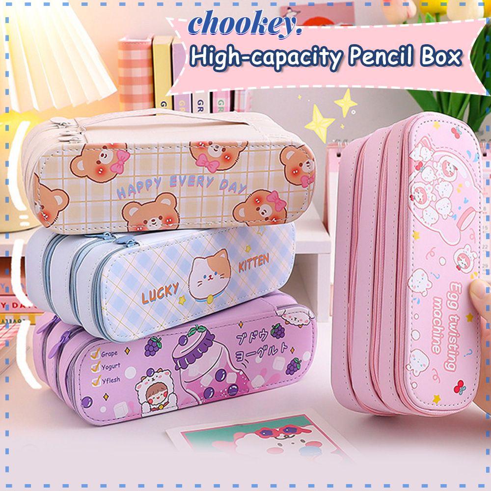 CHOOKEY Túi Đựng Bút Sức Chứa Lớn Họa Tiết Dễ Thương Cho Học Sinh