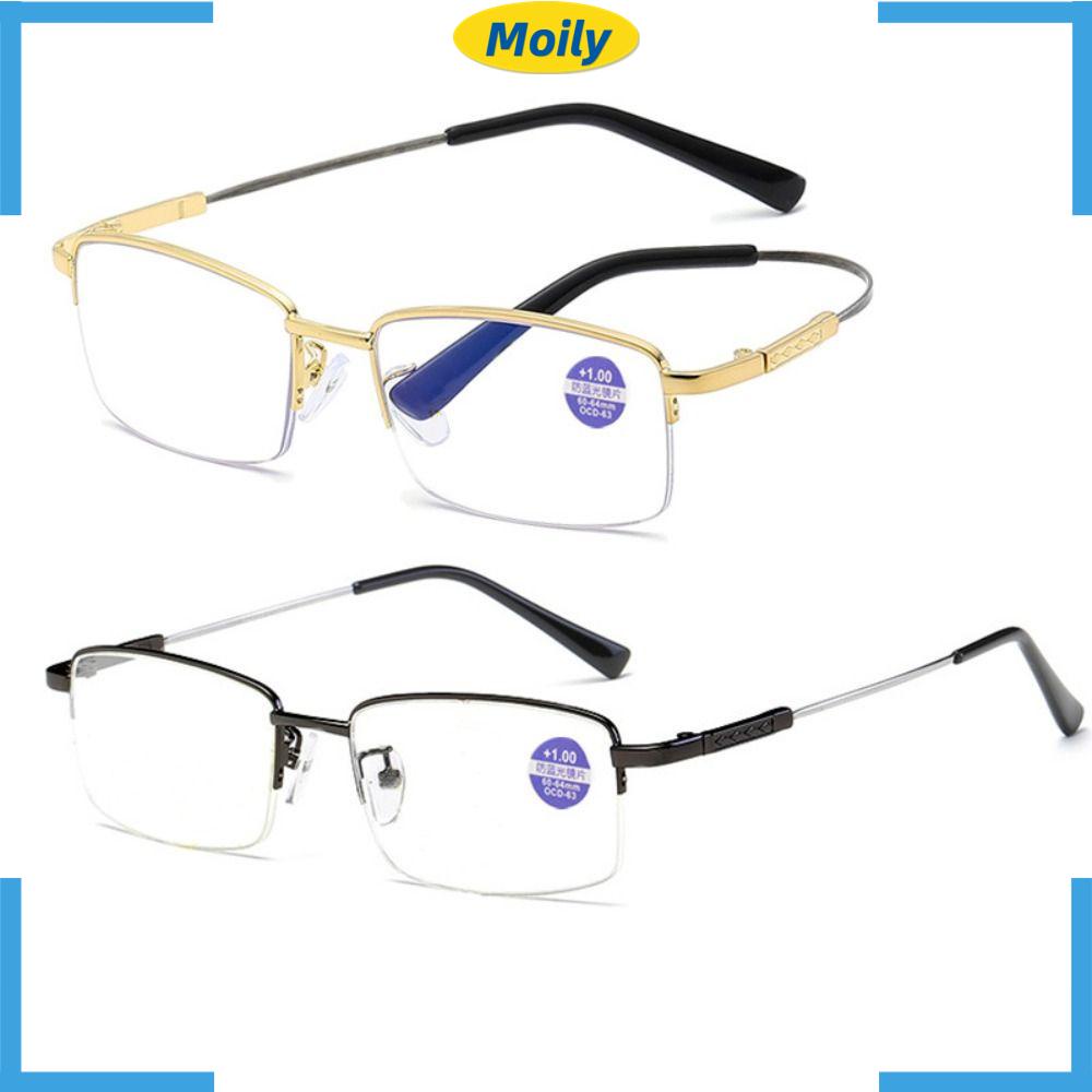 MOILYVN Kính Đọc Sách Nửa Gọng Đơn Giản Chống Ánh Sáng Xanh Cho Nam