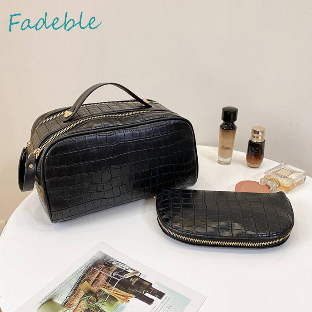 Set 2 Túi Đựng Mỹ Phẩm Bằng PU Sức Chứa Lớn Tiện Dụng Cho Nữ