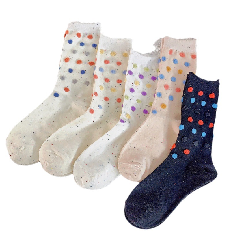 Vớ Cổ Vừa Họa Tiết Chấm Bi Ba Chiều Đơn Giản Thời Trang Xuân Hè Dành Cho Nữ