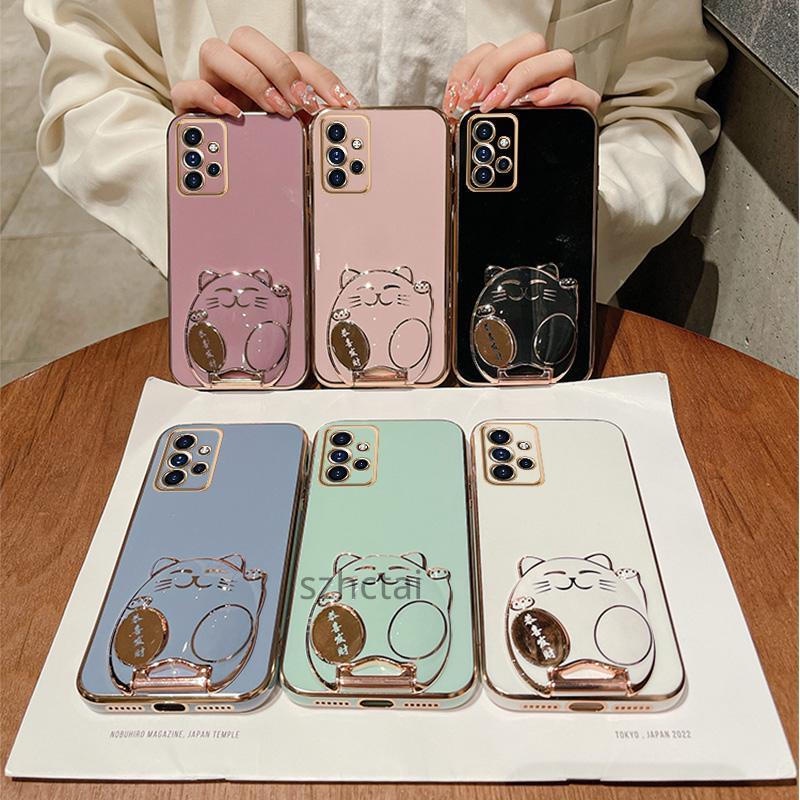 Ốp lưng Realme 5 5i 6i 5 pro c3 Ốp Điện Thoại Silicon Mềm Hình Mèo May Mắn 3d Có Giá Đỡ Cho Realme 5 5i 6i 5 pro c3