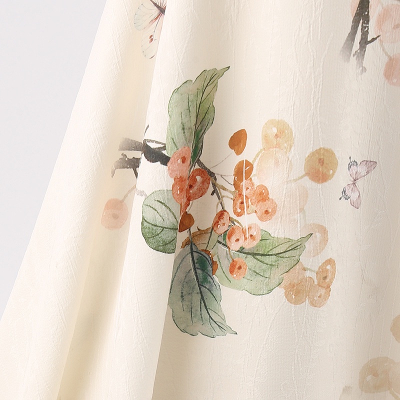 Vải Jacquard Polyester Bốn Mặt Co Giãn In Hình Cây Cỏ Thời Trang Xuân Hè May Váy Hán Phục