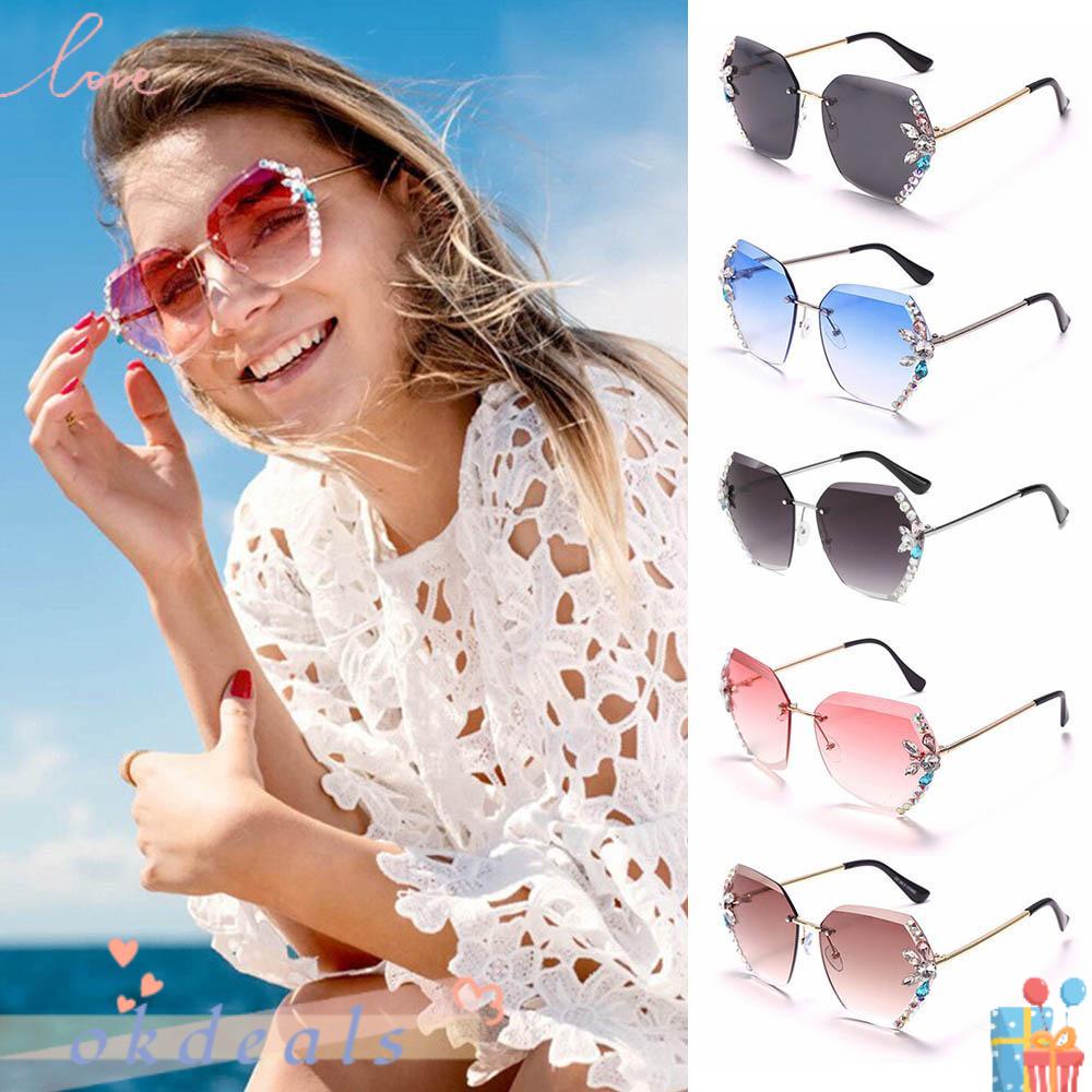 OKDEALS Kính Mát Đính Đá Chống Tia UV400 Thời Trang