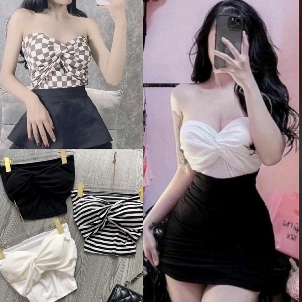 áo ống cúp xoắn eo phom croptop size dưới 53kg chất thun tăm xịn