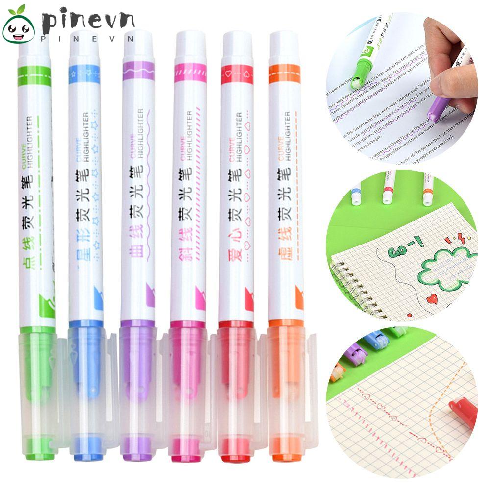 PINEVN Bộ 6 Bút Bắt Sáng Dạng Cong Hình Bông Hoa Giáng Sinh Màu Sắc