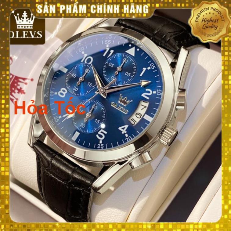 Đồng hồ nam chính hãng OLEVS 2878 dây da bò chống vô nước sâu hiệu ứng phát sáng