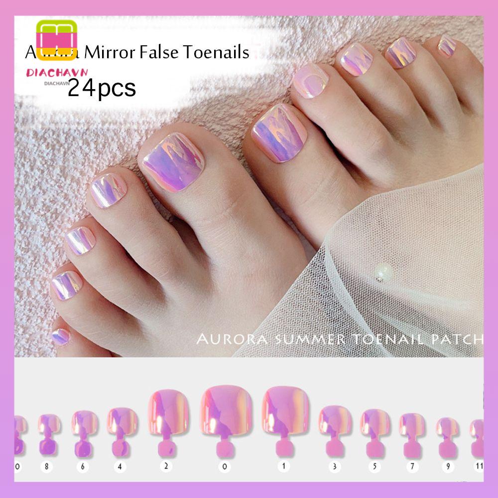 DIACHAVN Set 24 Móng Chân Giả Trang Trí Nghệ Thuật