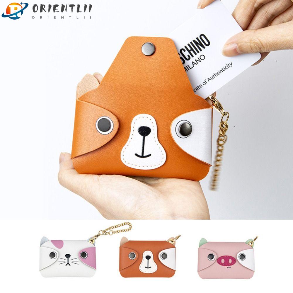 ORIENTLII Ví Da Pu Mini Đựng Tiền Xu Họa Tiết Hoạt Hình Xinh Xắn