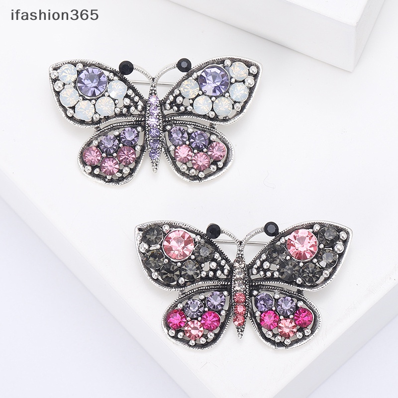 Ghim Cài Áo Hình Bướm Đính Đá Phong Cách Vintage Thời Trang Cho Nữ ifashion365