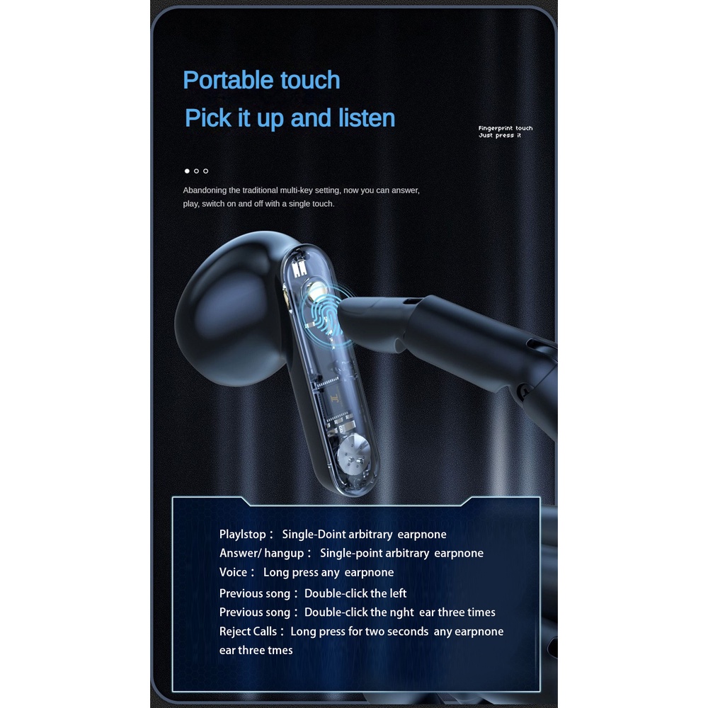 Aubess Tws Tai Nghe Không Dây Trong Suốt Tương Thích Với Bluetooth 5.3 Tiết Kiệm Năng Lượng Không Gây Hại Cho Tai Hifi Stereo Yunni