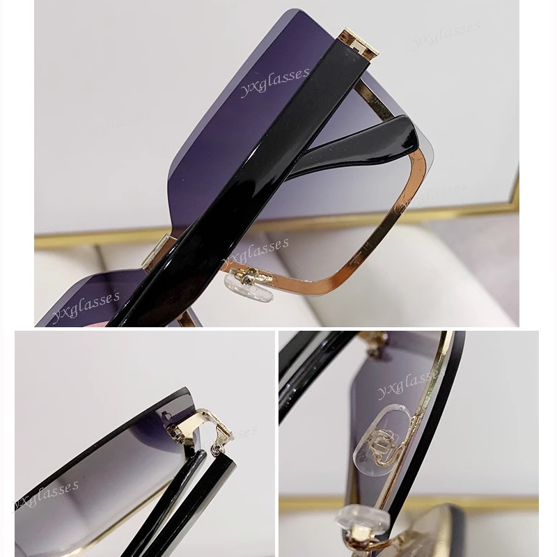 Kính Mát Nửa Gọng Vuông Lớn Chống Tia UV Màu Sắc Gradient Phong Cách Âu Mỹ Dành Cho Nam Nữ