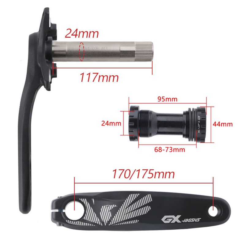 Trục Quay Bằng Hợp Kim Nhôm HASSNS GXP 170 / 175mm 104BCD 30T 32T 34T 36T 38T