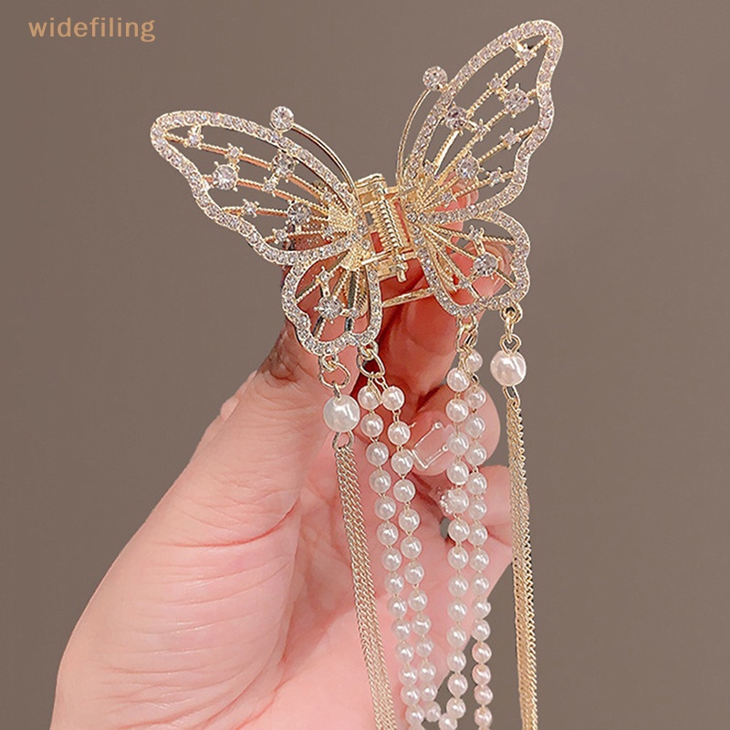 Kẹp Tóc Càng Cua Đính Ngọc Trai Dáng Dài Phong Cách Vintage Thời Trang Cho Nữ