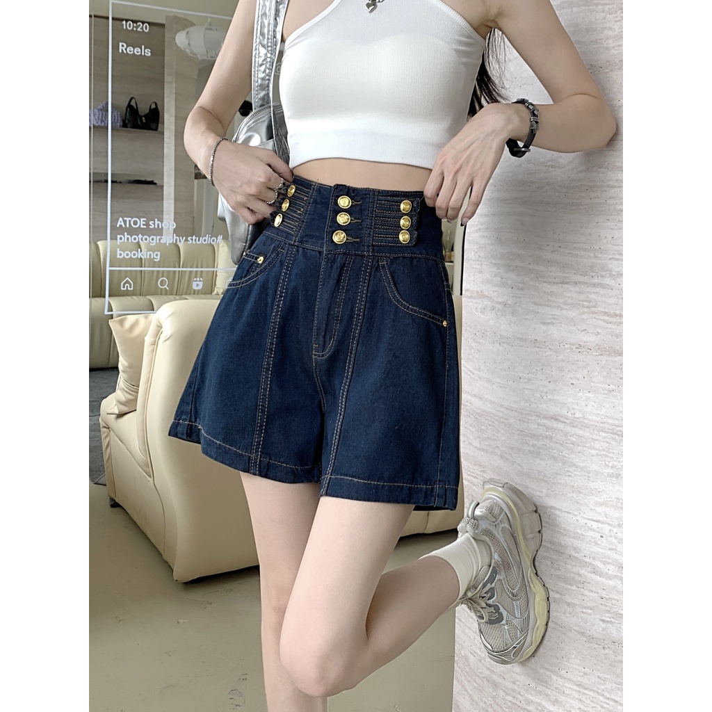 Quần Short Denim Nữ Cạp Cao Mùa Hè Mới