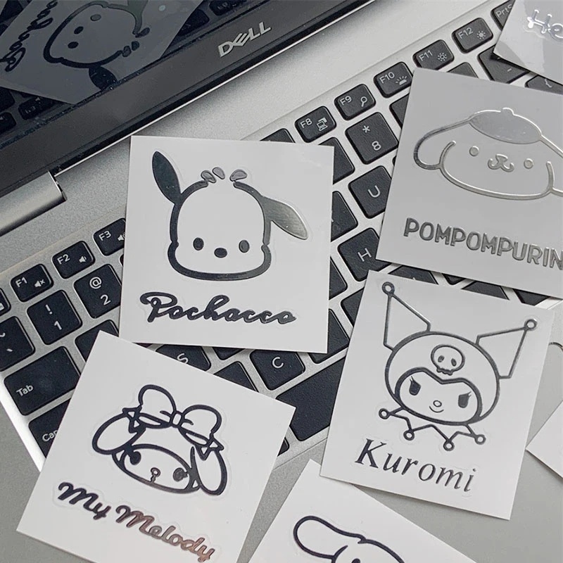 Sticker Bế Nhãn PVC Nhãn Dán Bình Nước Laptop Điện Thoại Bề Mặt Kim Loại Nhân Vật Hoạt Hình Sanrio Kuromi Melody Cute