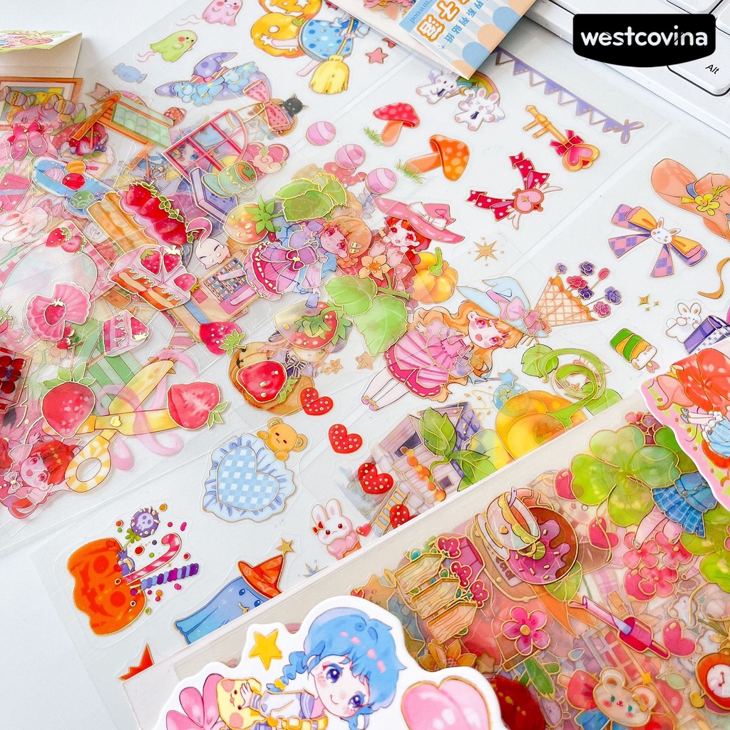 [WSTN]✎Bộ 6 Tấm Sticker Dán Trang Trí Laptop / Xe Đạp Chống Nước Đa Năng Có Thể Tái Sử Dụng