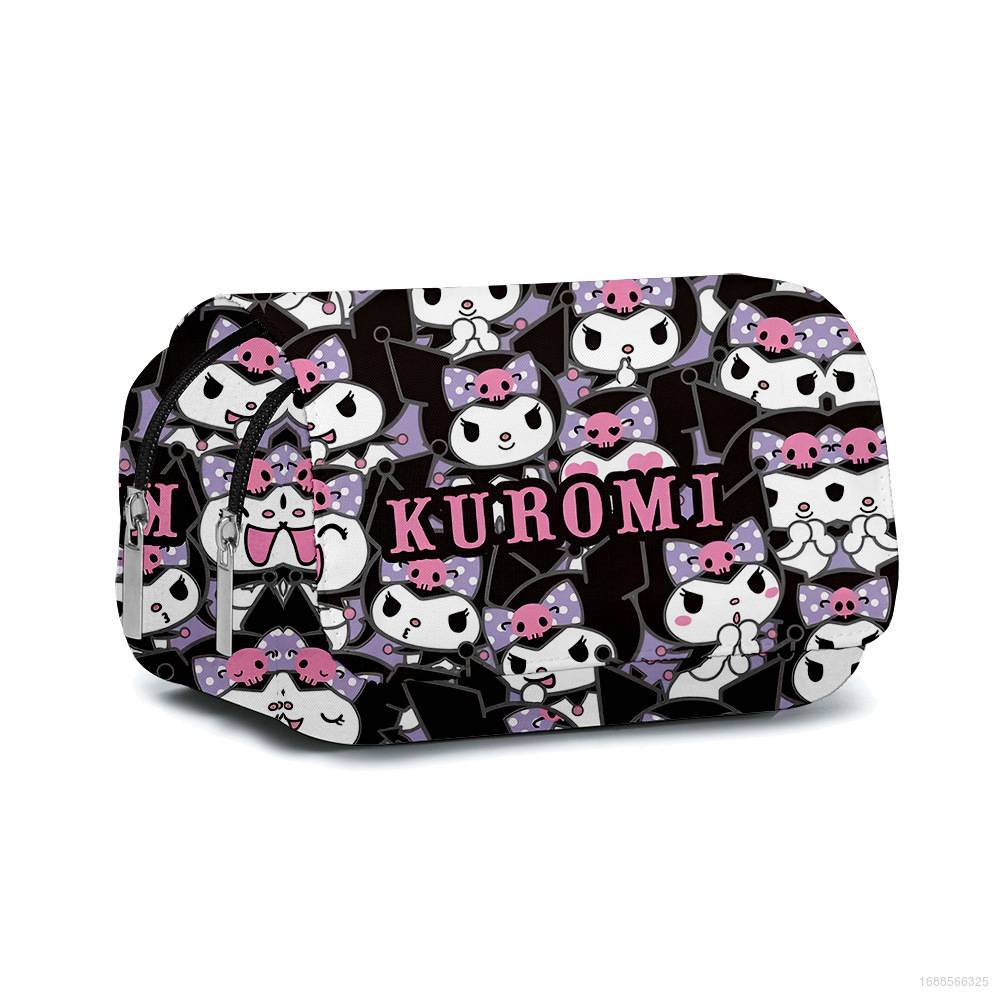 Túi Đựng Bút Hai Ngăn Họa Tiết Hoạt Hình Sanrio Kuromi YB3