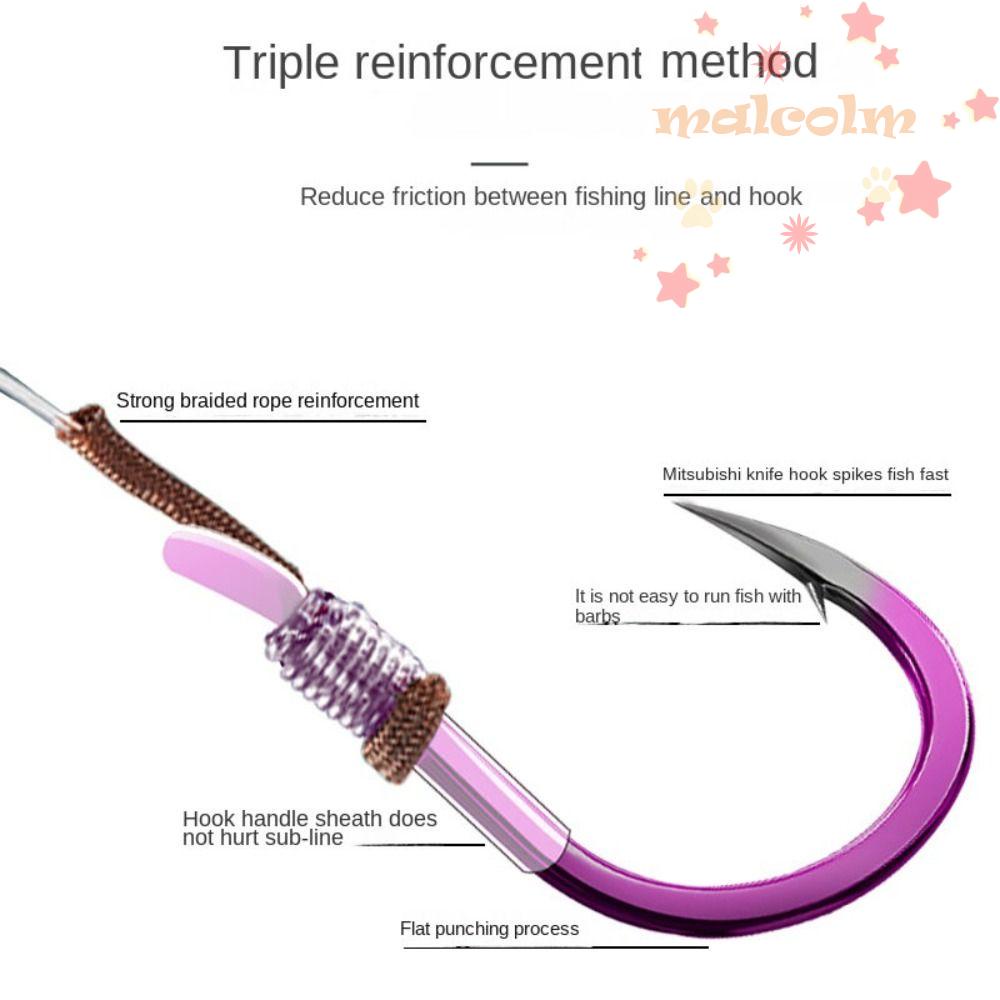 MALCOLM Set 8 Lưỡi Câu Cá Bằng Thép Carbon Cao Cấp Chuyên Dụng