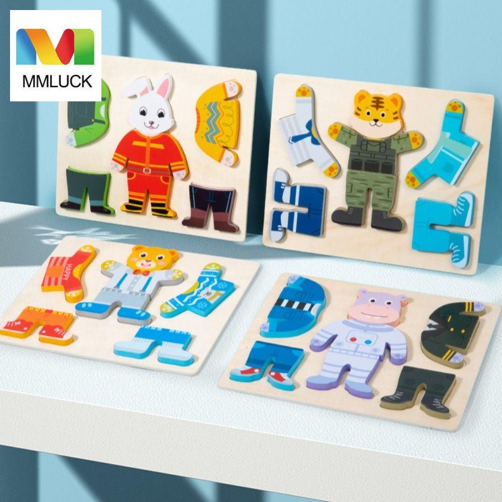 MMLUCK Bộ Đồ Chơi Lắp Ráp Trang Phục Bằng Gỗ Hình Chú Hổ Theo Phương Pháp Montessori DIY