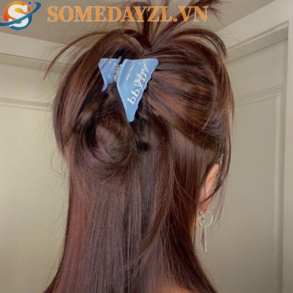 SOMEDAYZL Kẹp Tóc Móng Vuốt Lớn Hình Học Chữ Acetate Tam Giác Sáng Tạo Cho Nữ