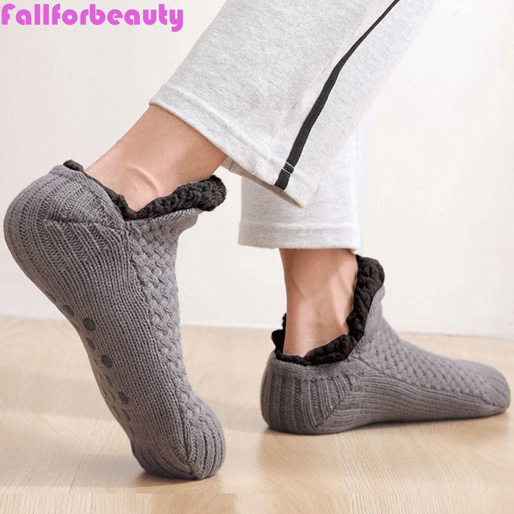 FALLFORBEAUTY Vớ Cotton Dày Chống Trượt Giữ Ấm Màu Sắc Đơn Giản Dành Cho Nam Và Nữ