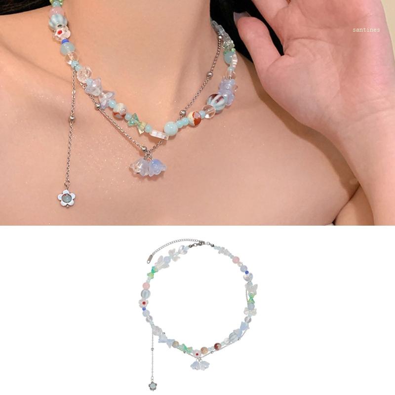Vòng Cổ Choker Y2K Đính Hạt Và Hoa Nhiều Màu Sắc Y2K Thời Trang Cho Nữ