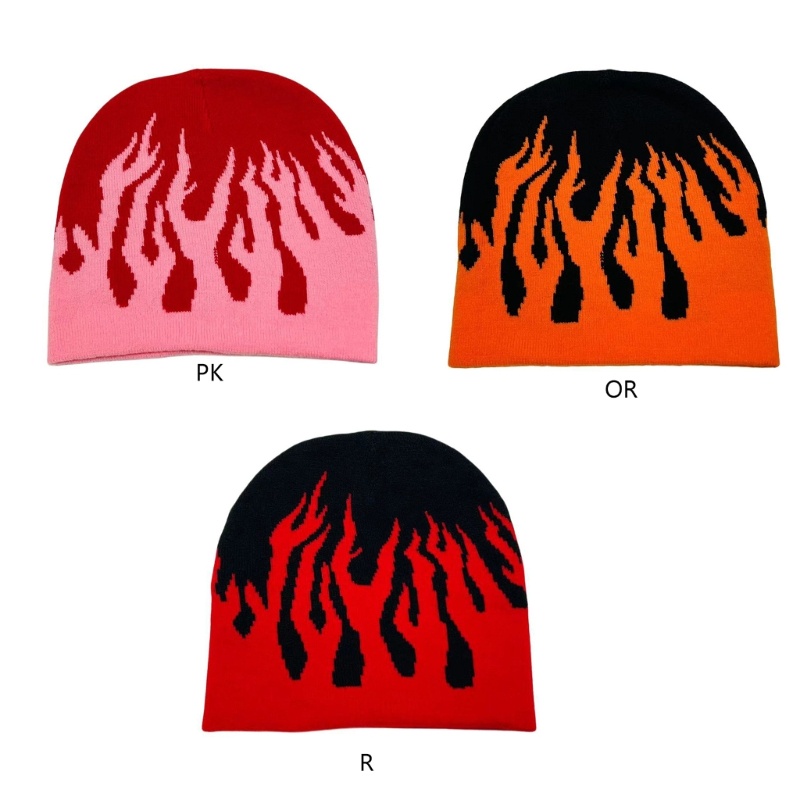 Mũ Len Chống Gió In Họa Tiết Ngọn Lửa Thời Trang Mùa Đông Cho Tuổi Teen