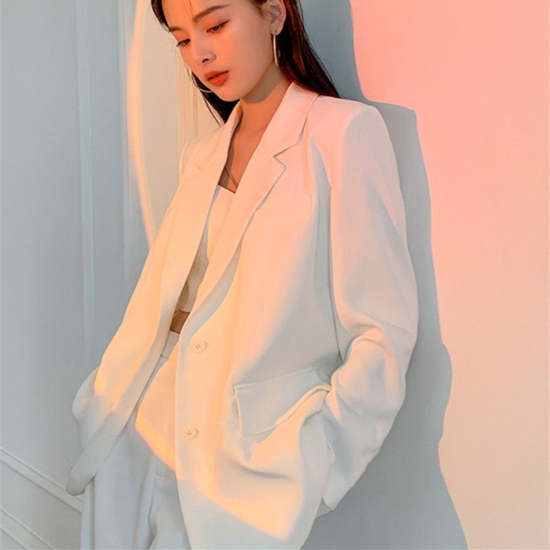 Áo Khoác Blazer Dáng Rộng Màu Trắng Thời Trang Xuân Thu Cao Cấp Cho Nữ Áo Blazer Áo khoác vest áo blazer nữ croptop đen bigsize dài tay 2 lớp tay ngắn dáng dài tay dài oversize