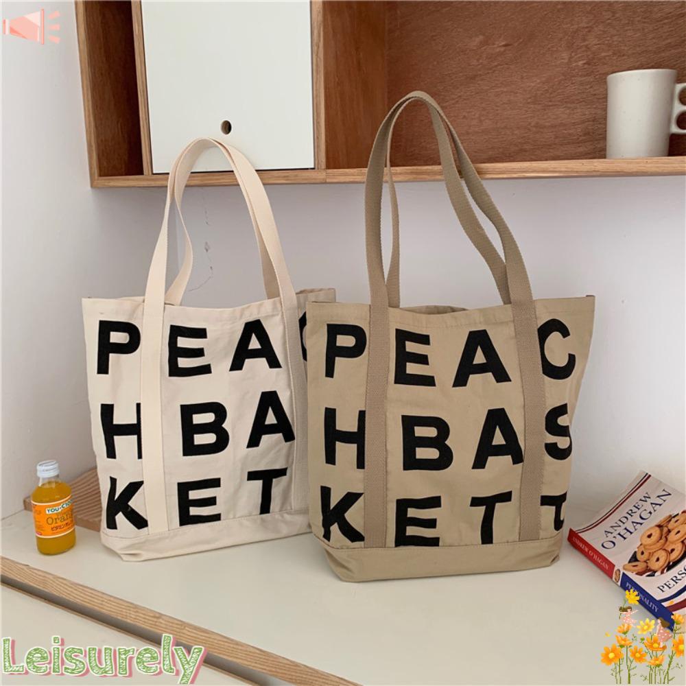 LEILY Túi Tote Mềm In Họa Tiết Hoạt Hình / Chữ Cái Siêu Bền Tiện Dụng