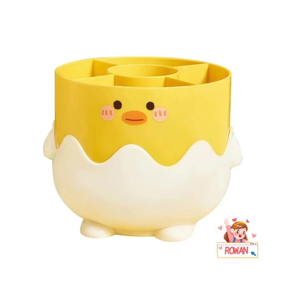 ROWANS Hộp Đựng Bút Bằng PP Hình Chú Vịt Vàng Nhỏ Dễ Thương Để Bàn Trang Trí Nhà Cửa