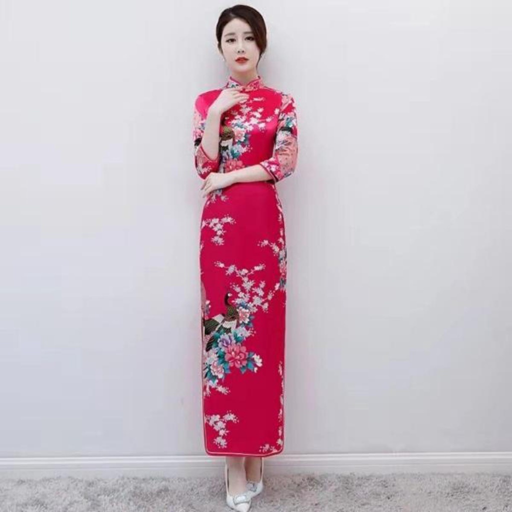 MQAQ Đầm Sườn Xám Cách Tân Dài Tay Phong Cách Trung Hoa Đơn Giản Thanh Lịch Cao Cấp