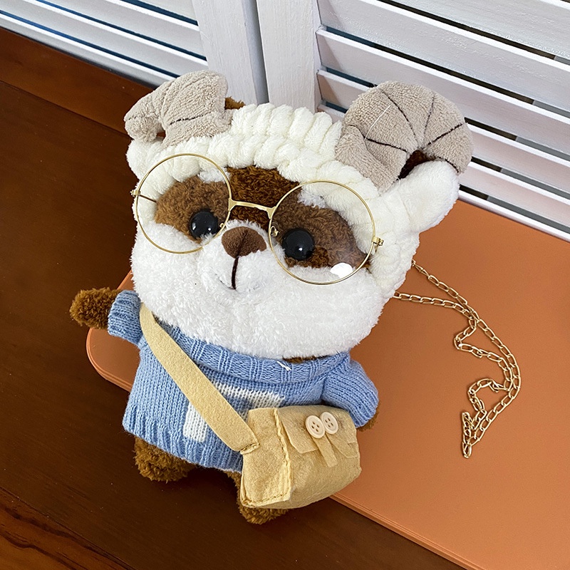 Túi Đeo Chéo Hình Thú Nhồi Bông Nhỏ Dễ Thương Phong Cách Hàn Quốc