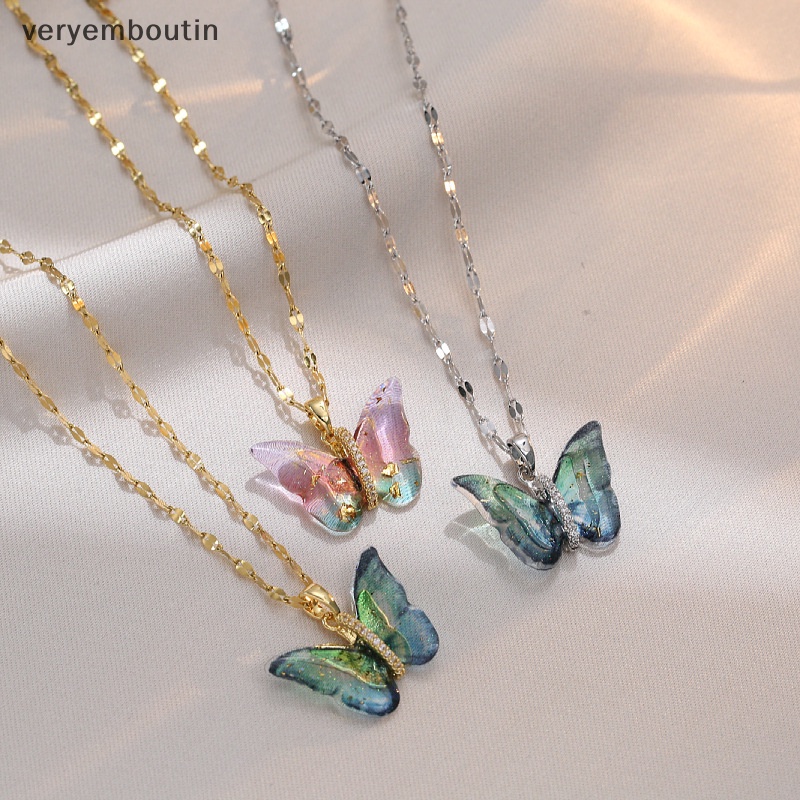 Vòng cổ Mặt Hình Bướm Đính Đá Zircon Lấp Lánh Thời Trang Cho Nữ