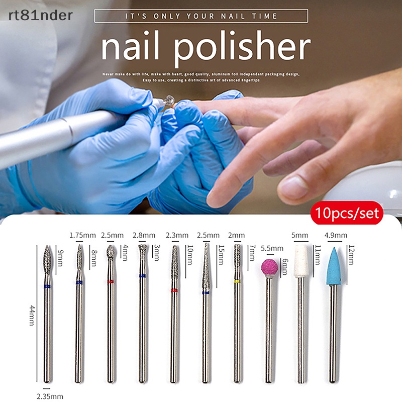 Bộ 10 Mũi Khoan Kim Cương Điện Tử Cắt Móng Tay