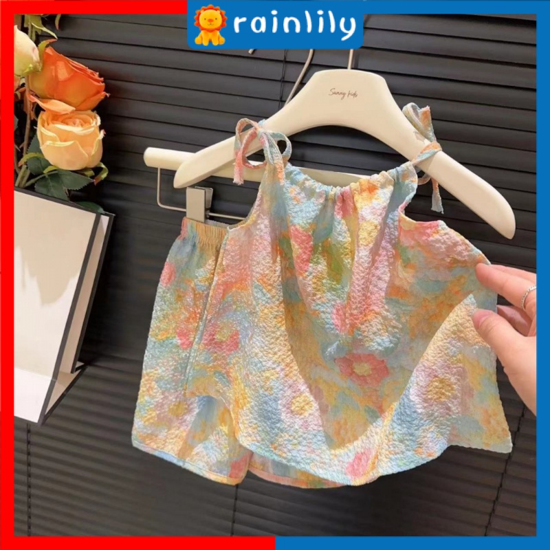 Bộ Đồ Hai Mảnh Quần Culottes Hai Mảnh Họa Tiết Tranh Sơn Dầu Mùa Hè Phong Cách Phương Tây Bán Chạy Dành Cho Bé Gái