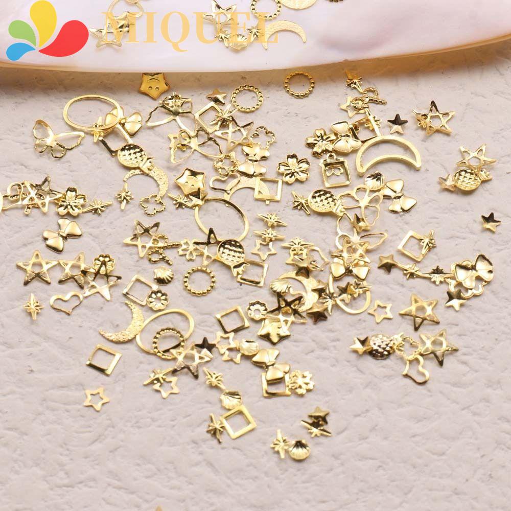 MIQUEL Phụ Kiện Trang Trí Móng Tay Nghệ Thuật Bằng Kim Loại Hình Nơ / Ngôi Sao Màu Sắc Ánh Kim Dành Cho Nữ