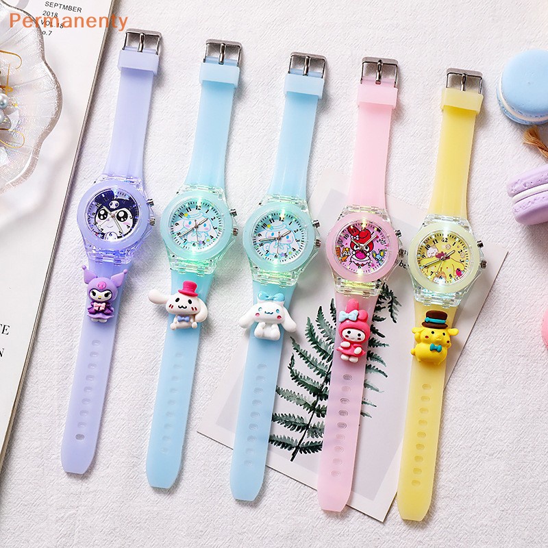 SANRIO Đồng Hồ Điện Tử Dạ Quang Hình Anime My Melody Kuromi Cinnamoroll Dễ Thương Làm Quà Sinh Nhật Cho Bé Gái