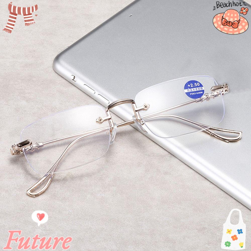 FUTURE Mắt Kính Đọc Sách Gọng Vuông Bằng Kim Loại Siêu Nhẹ Chống Ánh Sáng Xanh Dương Thanh Lịch Cho Văn Phòng