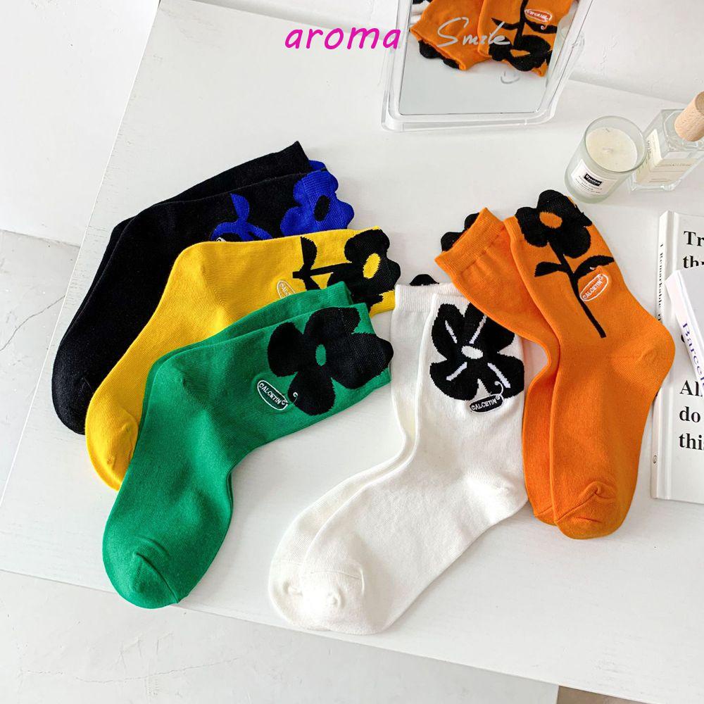 AROMA Vớ Cotton Nữ Thêu Hoa Dễ Thương