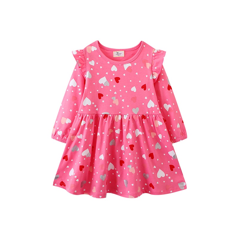 Mới Đầm Công Chúa Tay Dài Đính Hạt Màu Tương Phản Thời Trang Thu Đông Dành Cho Bé Gái