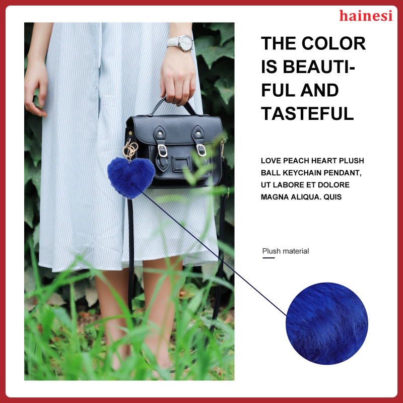 Móc Khóa Hình Trái Tim Bằng Lông Xù Trang Trí Ví / Xe Hơi