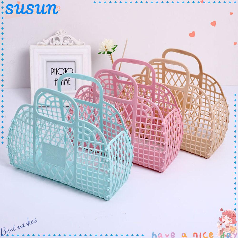 Giỏ Đựng Đồ Dùng Bằng Nhựa Thiết Kế Đục Lỗ Tiện Dụng Cho Đi Biển / Mua Sắm