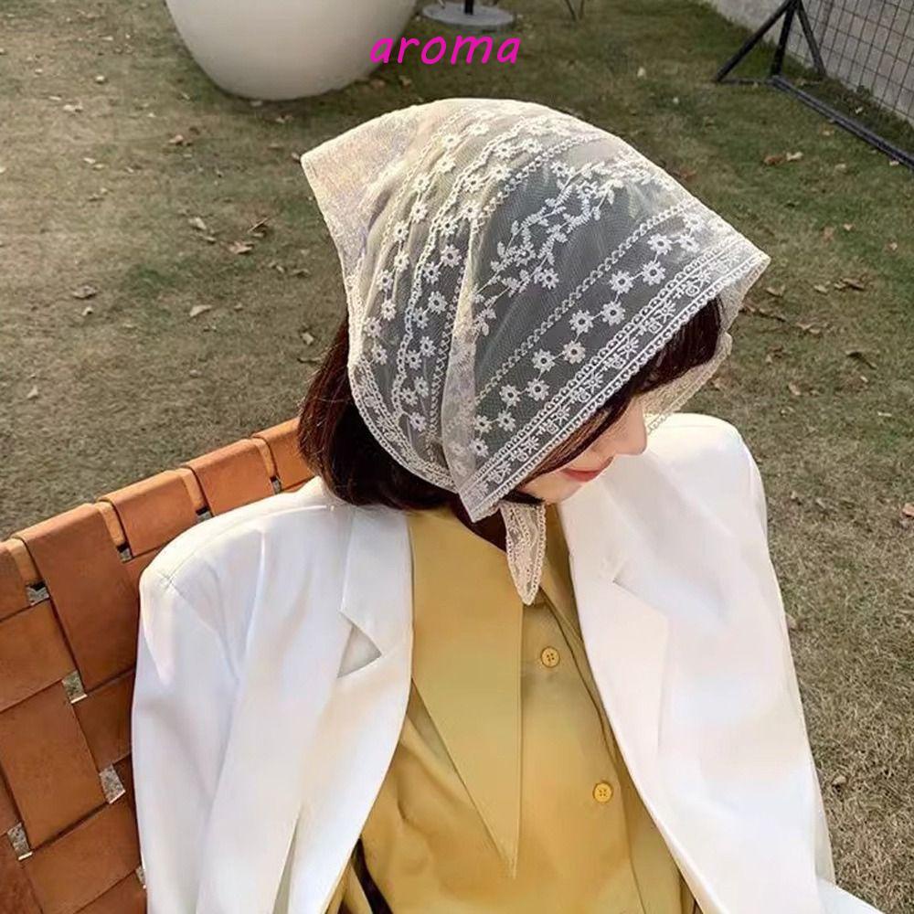 AROMA Băng Đô Ren Hoa Trong Suốt Phong Cách Pháp Ngọt Ngào Cho Nữ