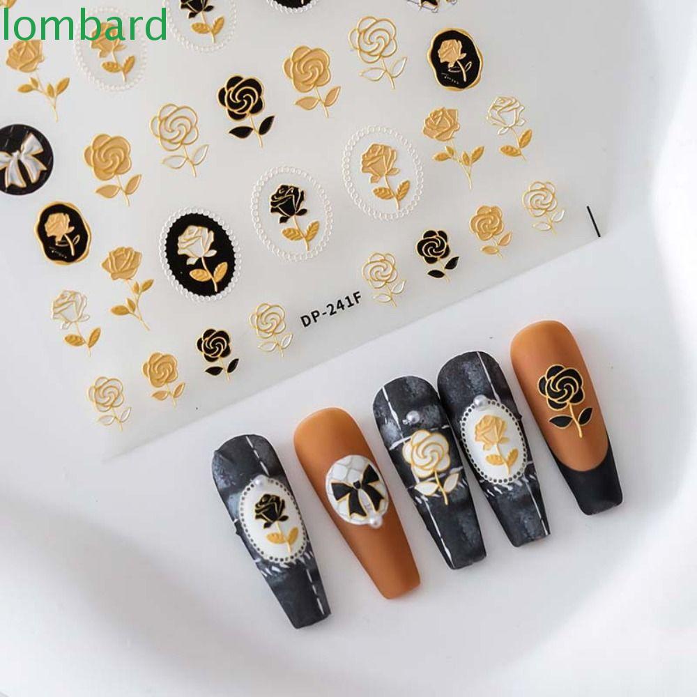 LOMBARD Miếng Dán Trang Trí Móng Tay Tự Dính Họa Tiết Gấu Hoạt Hình Dễ Thương