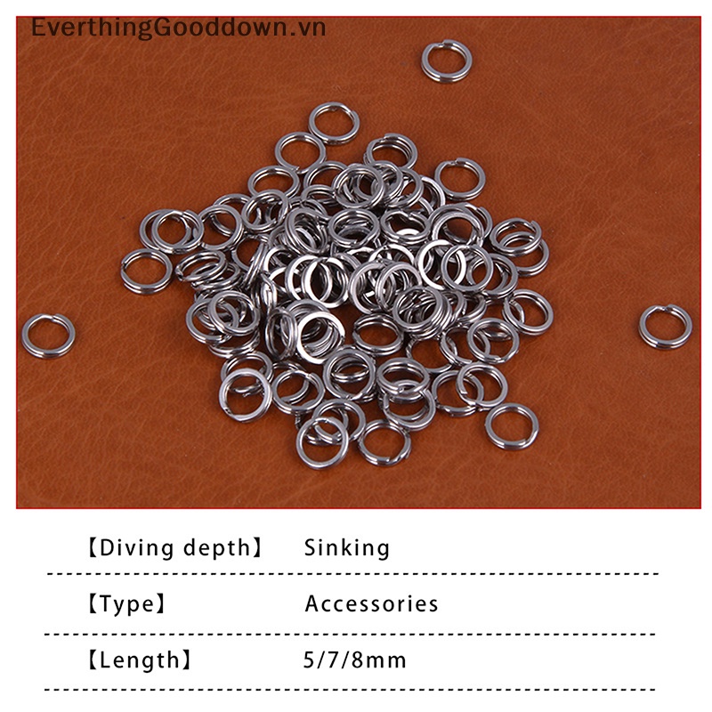 Everthinggooddown 50 Vòng Nhẫn Bằng Thép Không Gỉ Xẻ Tà Chắc Chắn Dùng Câu Cá vn